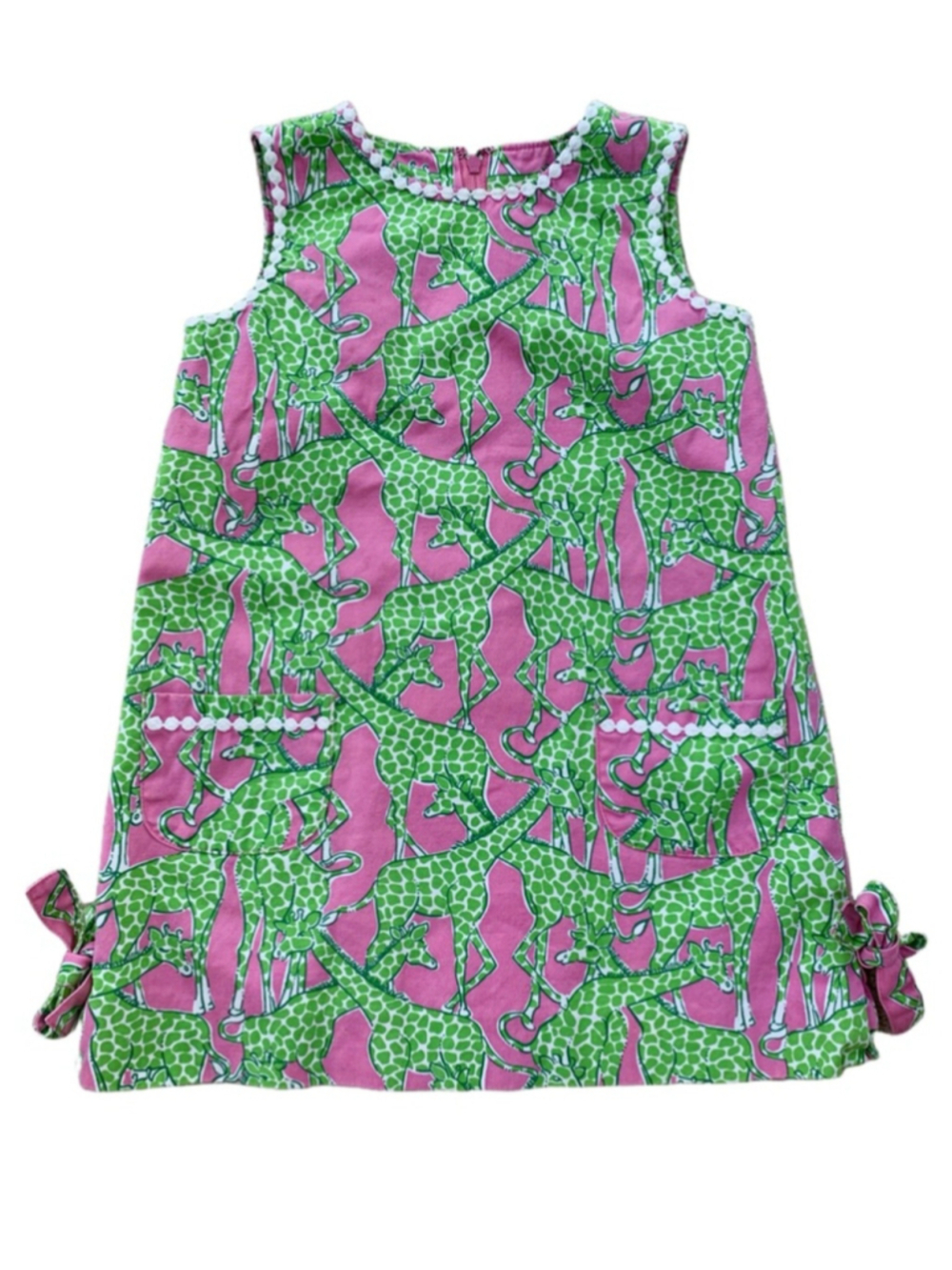 Lilly Pulitzer Size 4 Giraffe Pink Green Shift Dress